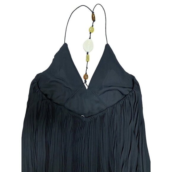 Jonathan Simkhai Sz 4 Maxi Dress Gown Black Pleated Preppy Designer Luxury Boho - Picture 10 of 13